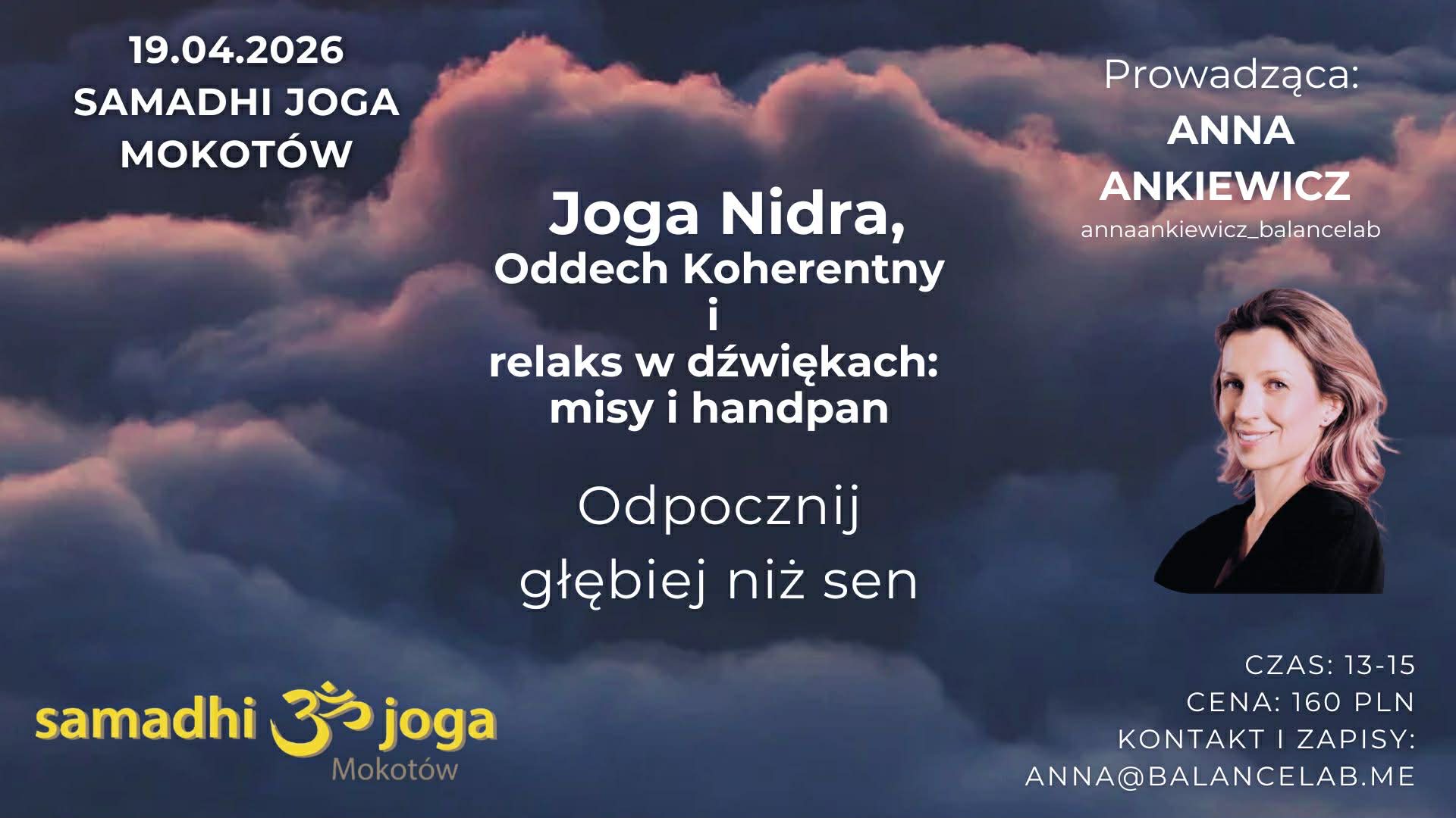 JOGA NIDRA, ODDECH KOHERENTNY I&nbsp;RELAKS W&nbsp;DŹWIĘKACH MISY I&nbsp;HANDPANA